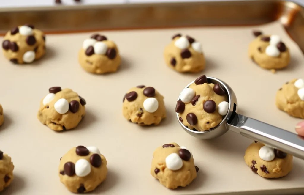 Using a cookie scoop or tablespoon, drop rounded balls of dough onto your prepared baking sheets. Leave about 2 inches between each cookie to give them room to spread. To keep things uniform, aim for similar-sized dough balls—it helps with even baking.