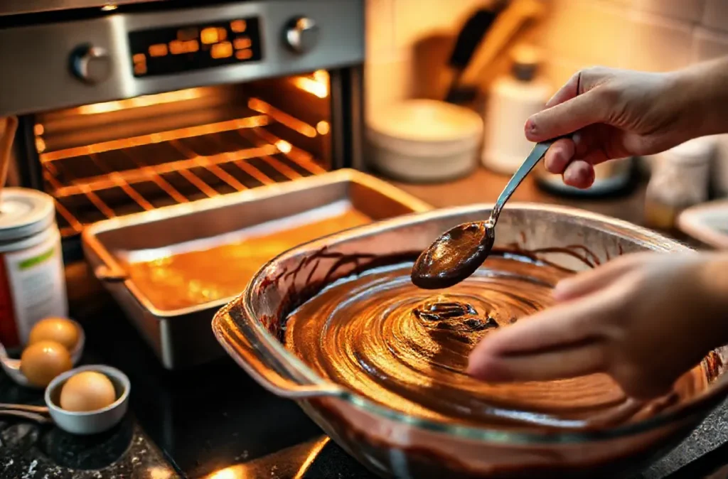 Set your oven to 350°F (175°C) and lightly grease a 9x13-inch baking dish.

Combine the cake mix, eggs, vegetable oil, water, and vanilla extract in a large mixing bowl.in a large mixing bowl. Mix at medium speed for approximately 2 minutes or until the batter is thoroughly combined.

Spoon the batter into the prepared baking dish, ensuring it's spread evenly over the surface.