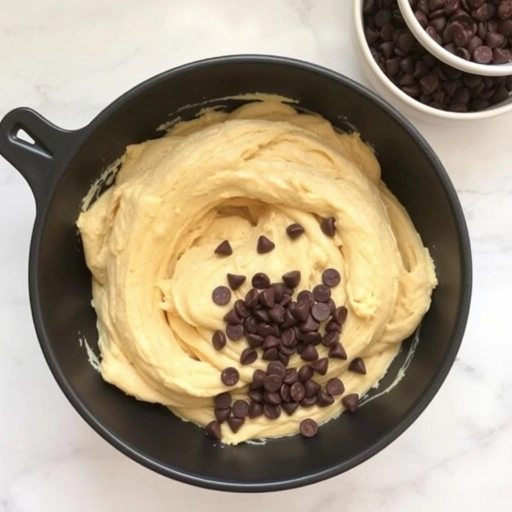 Toss in a generous handful (or two—no judgment!) of gluten-free chocolate chip cookie Stir gently to make sure every spoonful of dough is packed with chocolatey goodness. No cookie should feel left out!