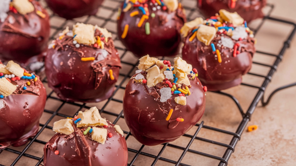 When the chocolate has fully set, your Butterfinger balls are good to go! Store any extras in a sealed container in the refrigerator.