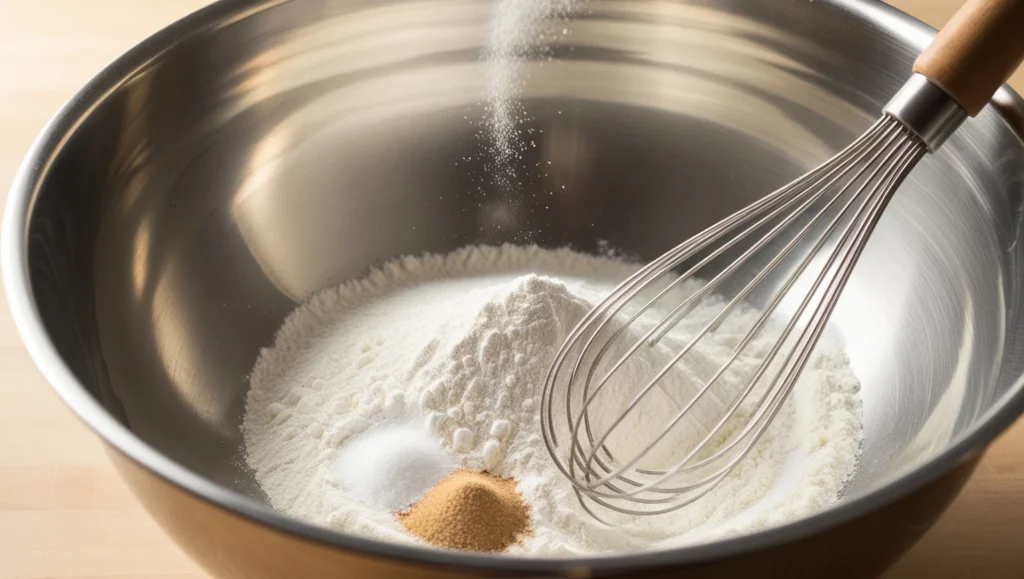 Flour

Baking powder

Baking soda

A pinch of salt