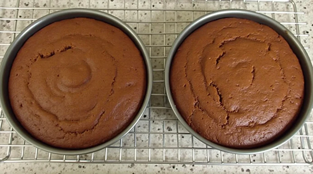 Once the cakes are baked, take them out of the oven and allow them to rest in the pan for roughly 10 minutes to cool. Then, cool them on wire racks only; remember this, please. Get ready with the Chocolate Ganache in a small saucepan, and heat the heavy cream until it’s almost boiling. Remove from heat, and mix chopped cooked semi-sweet chocolate and unsalted butter. Mix for a minute, and after that, mix until you get a smooth and shiny mass.