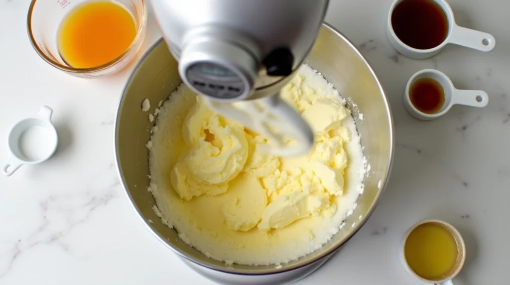 Time to get creamy! In a large mixing bowl, use an electric mixer to beat the butter until it’s silky smooth—about 2 minutes should do the trick. Gradually add the sugar and mix until it looks light, fluffy, and irresistible.