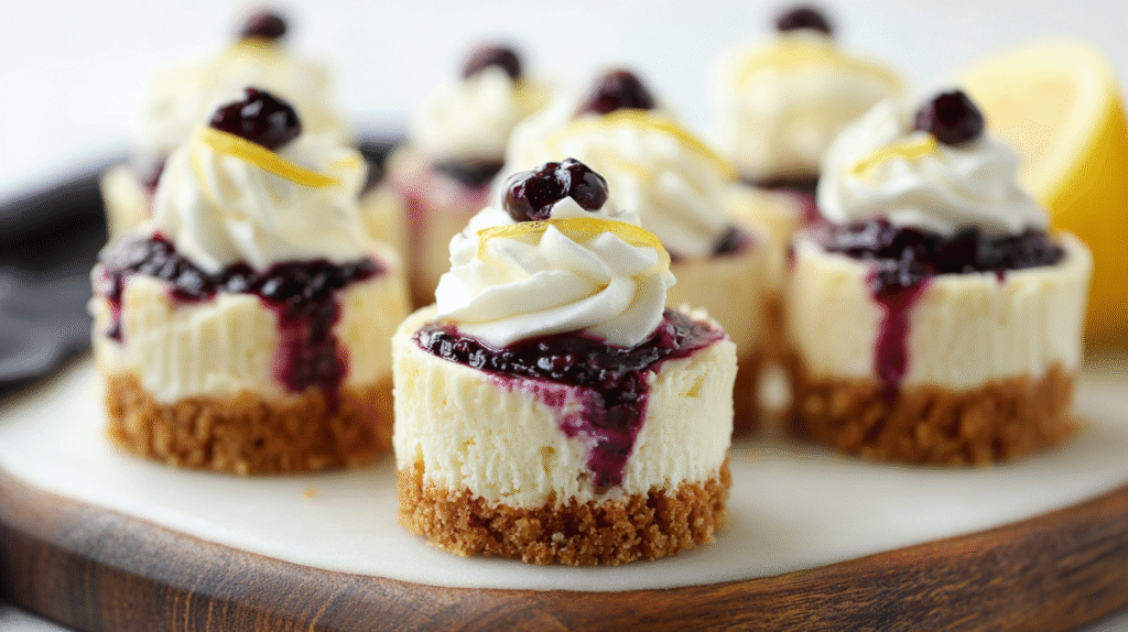 Lemon Blueberry Mini Cheesecakes