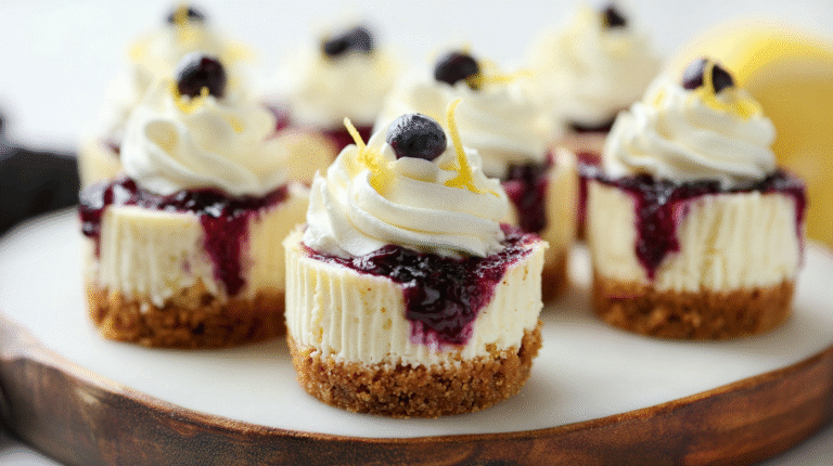 Lemon Blueberry Mini Cheesecakes