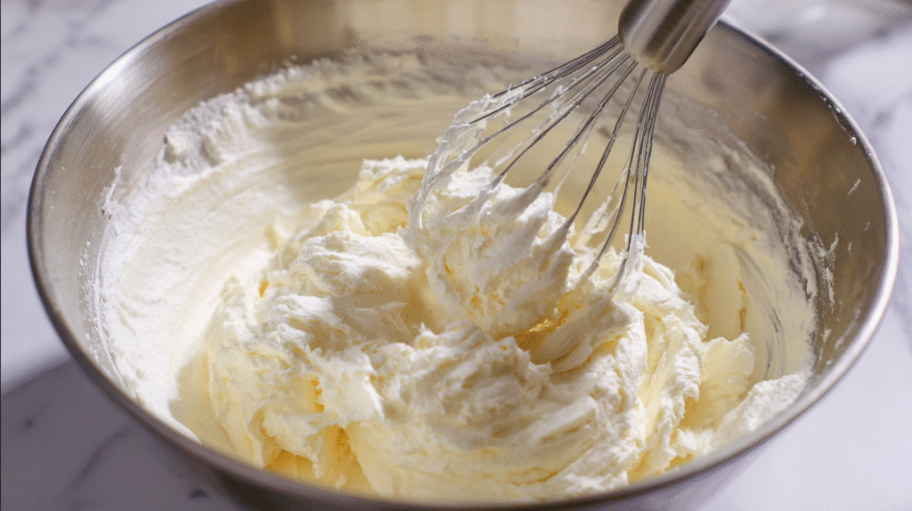 Prepare the Cheesecake Filling: In a large bowl, beat the powdered sugar and lemon zest together for 2 minutes until fragrant. Add the cream cheese and beat on low speed until light and fluffy, about 2-3 minutes. Add in the sour cream, lemon juice, and vanilla extract, beating until fully combined.
