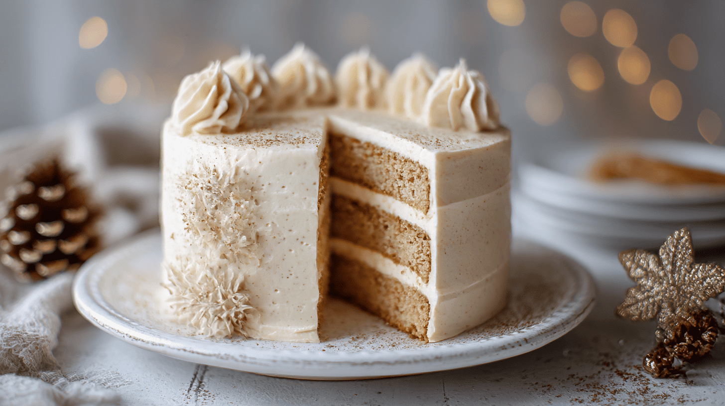 “Christmas Spice Cake with Eggnog Buttercream – Festive Holiday Dessert”