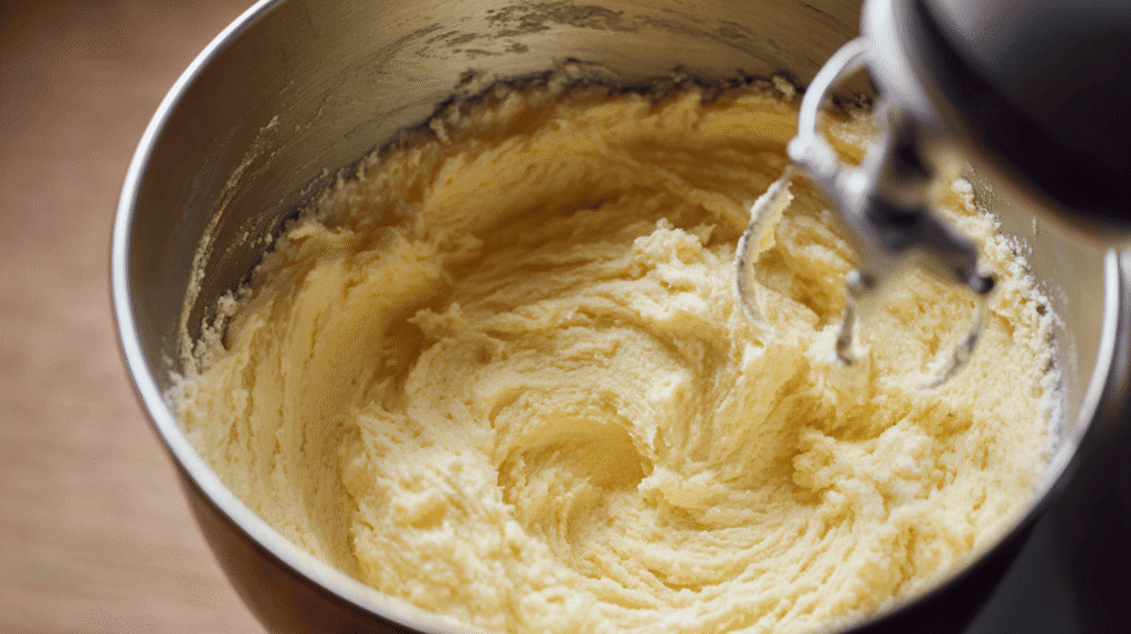 In a large bowl, cream together the softened butter and granulated sugar using an electric mixer on medium speed until light and fluffy, about 3-4 minutes. This process incorporates air into the mixture, which is crucial for a light cake.