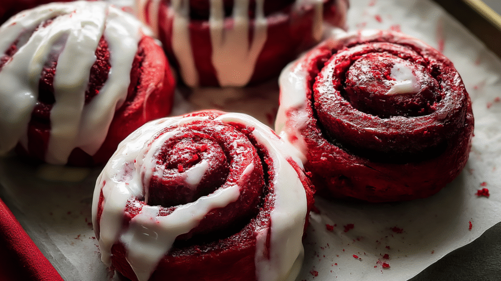 While the rolls cool slightly, beat together cream cheese, butter, powdered sugar, and vanilla until smooth and creamy. Generously spread over the warm rolls. The icing melts a little — absolutely perfect.