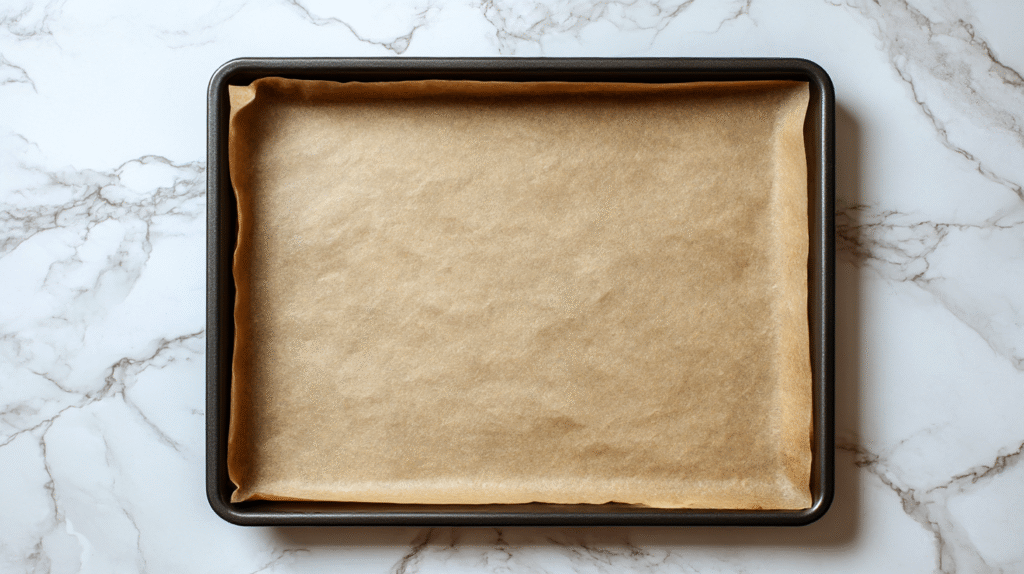 Begin by preparing a large baking sheet with parchment paper. This will prevent the mix from sticking and make it easy to clean up afterward.