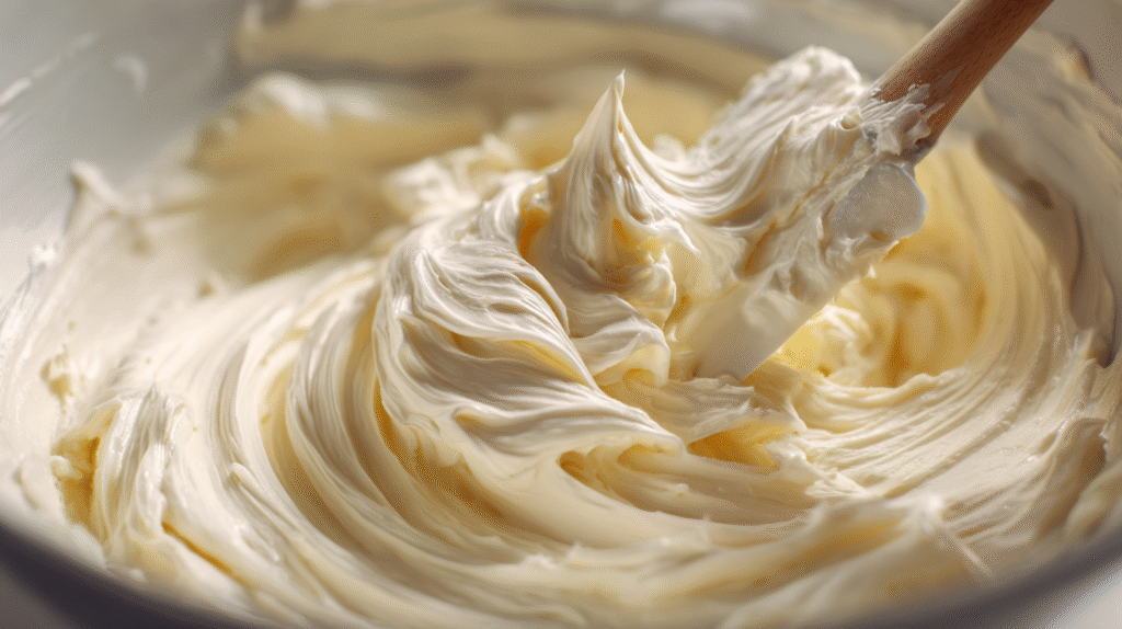 spreading cream cheese frosting on cooled carrot cake layer, another layer on top, smooth frosting sides and top, realistic home kitchen, soft natural light, close-up, high detail