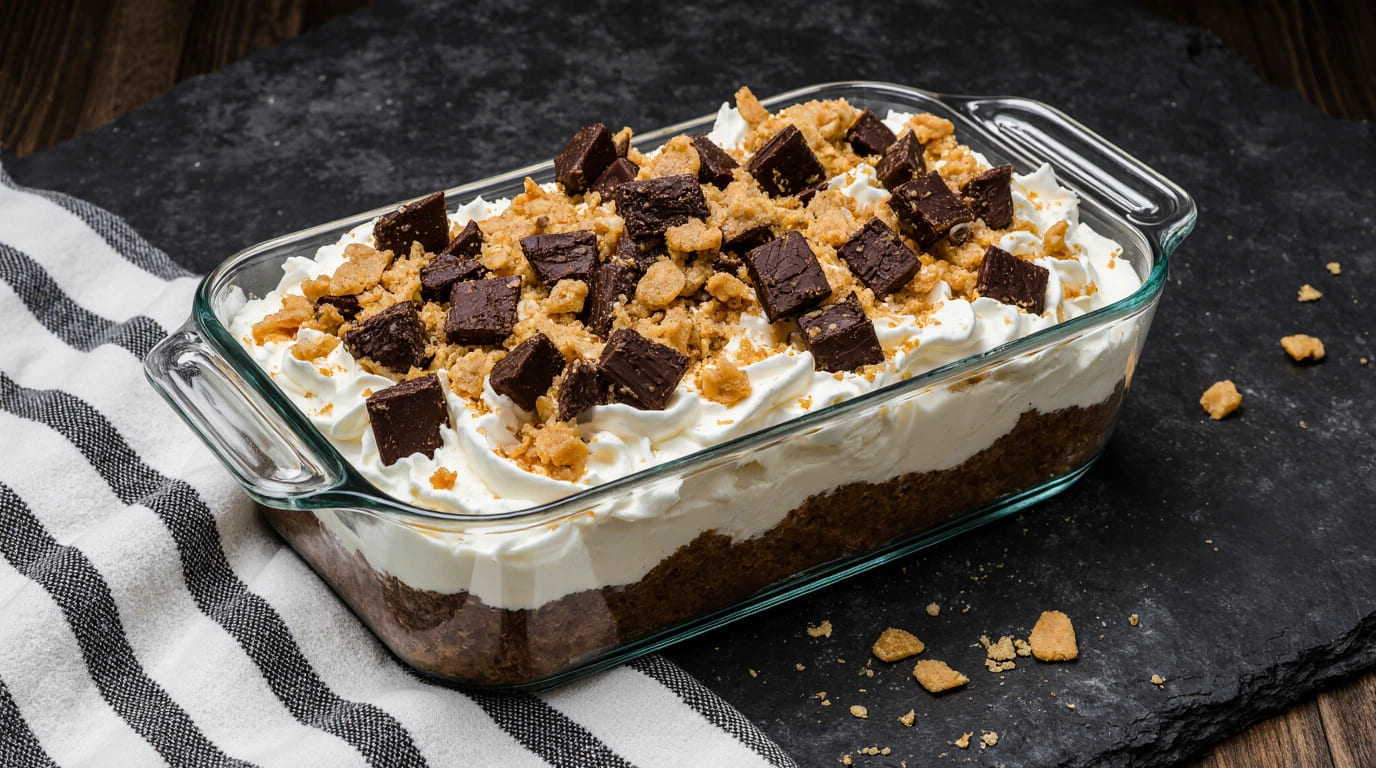 Butterfinger Dessert with Angel Food Cake