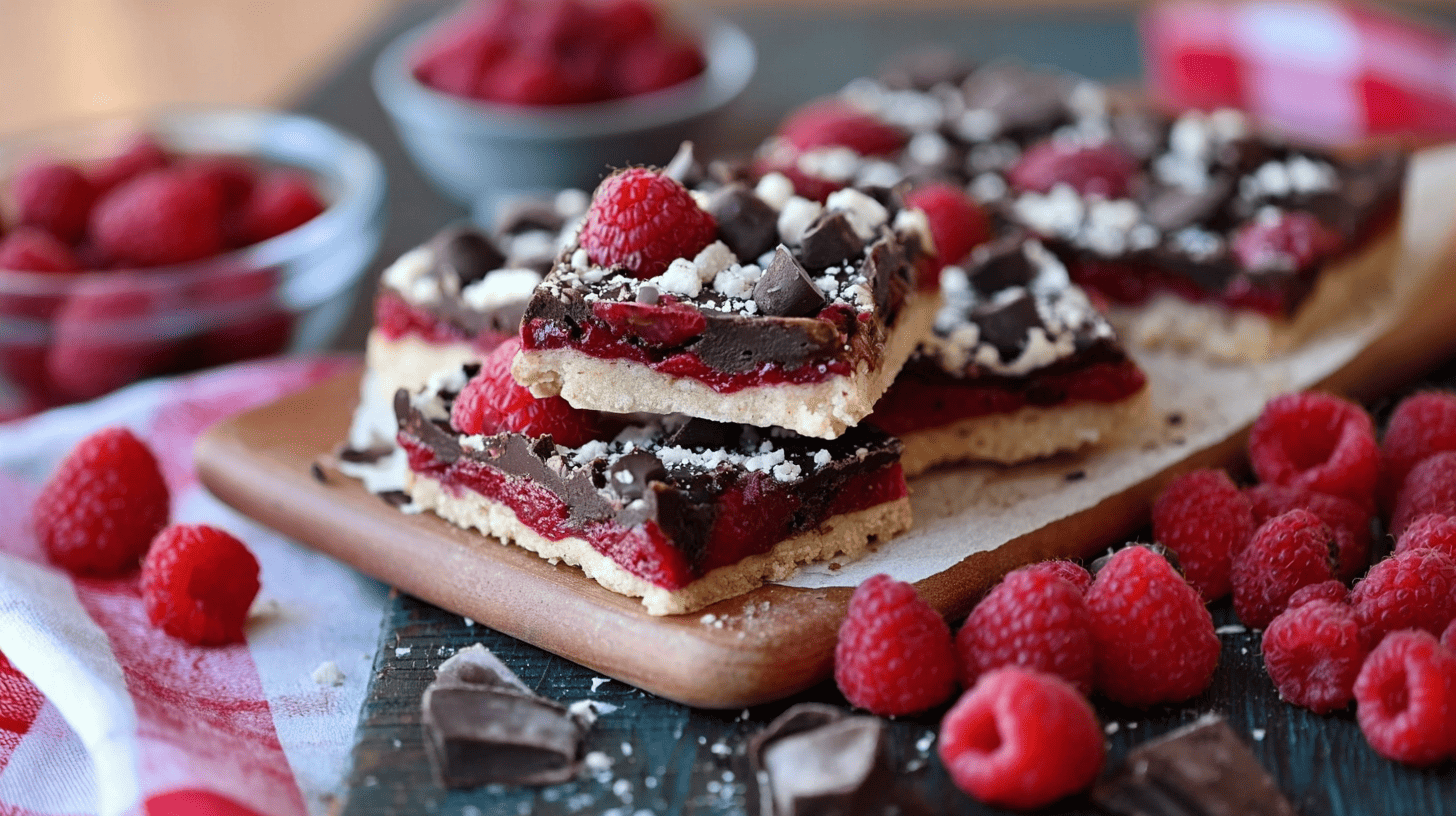 Decadent Dark Chocolate Raspberry Pie Bars