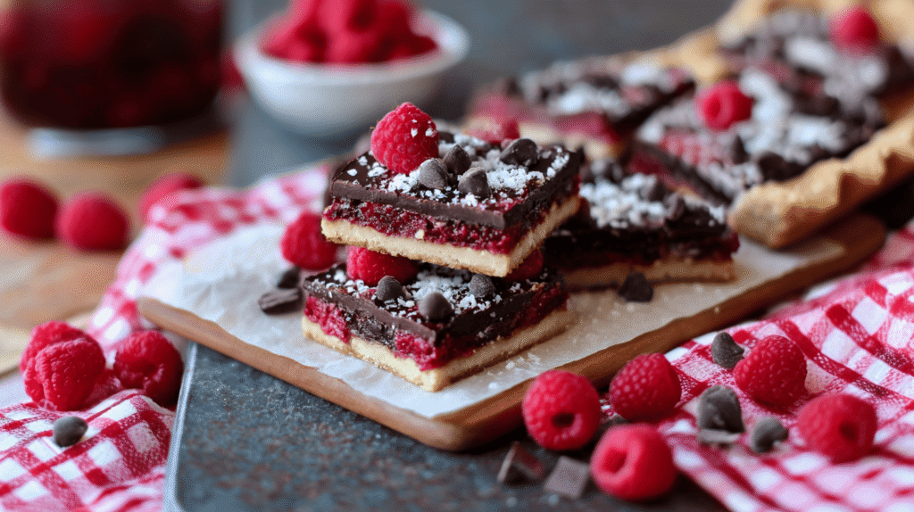 Dark Chocolate Raspberry Pie Bars