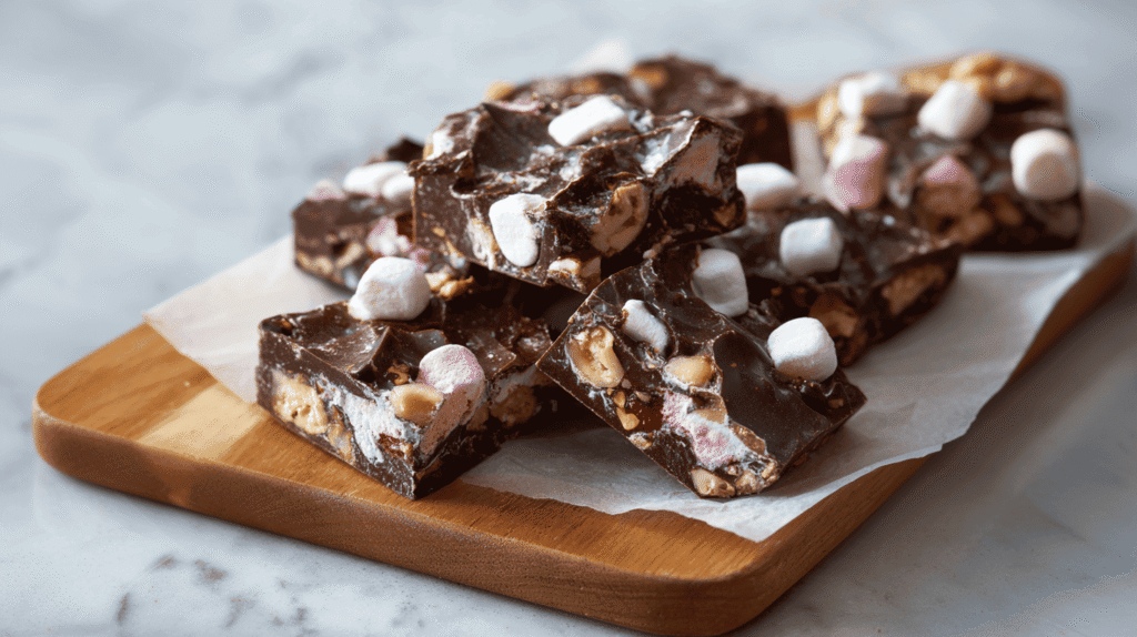 No-bake Rice Bubble Rocky Road dessert